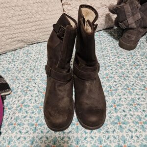 UGGS Brown Leather Buckle Boots